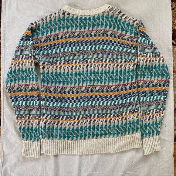 Men’s Vintage Sweater Graphix Aztec Western Crew Neck 100% cotton Sz Large - Picture 7 of 7